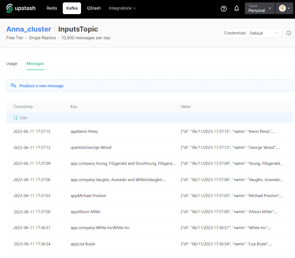 GUI Upstash Kafka