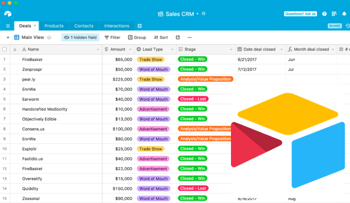 Создание CRM на airtable - https://test.bigdataschool.ru
